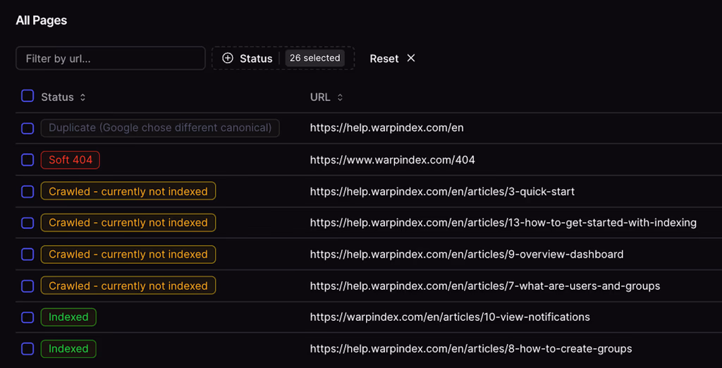 Monitor Indexing Progress