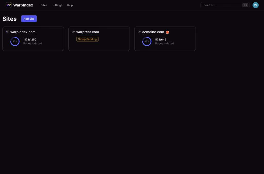 Handle multiple sites with thousands of pages